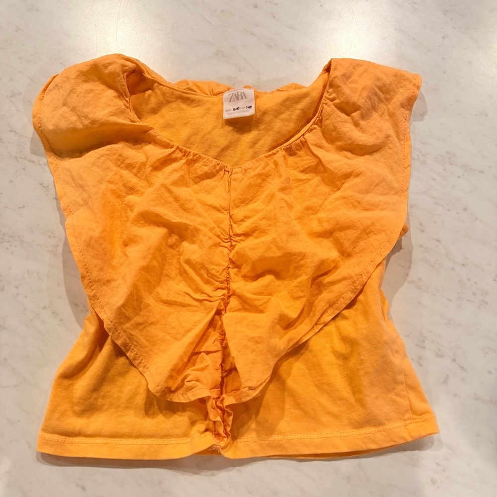 Zara Kids Orange Ruffle Blouse